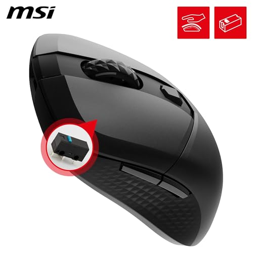 MSI Versa 300 Wireless Gaming-Maus – 8000 DPI optischer Sensor, 1000 Hz Polling-Rate, symmetrisch, 30M+ Klicks, 6 Tasten, 50-Stunden-Batterie, 1 ms Latenz, 60 g – Kabelgebunden/kabellos Bild 5