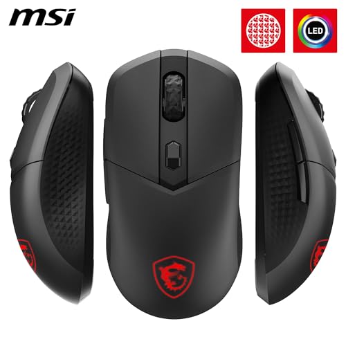 MSI Versa 300 Wireless Gaming-Maus – 8000 DPI optischer Sensor, 1000 Hz Polling-Rate, symmetrisch, 30M+ Klicks, 6 Tasten, 50-Stunden-Batterie, 1 ms Latenz, 60 g – Kabelgebunden/kabellos Bild 6