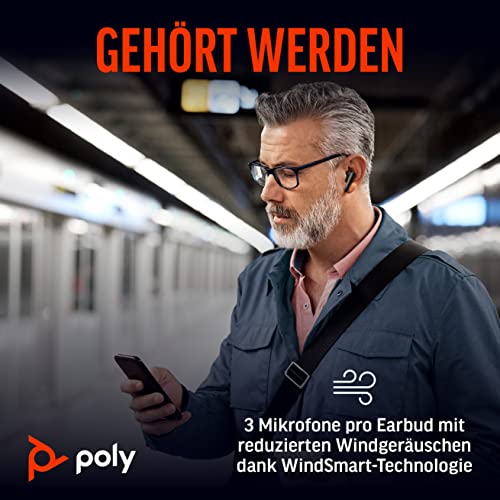 True-Wireless-In-Ear-Headset Poly Voyager Free 60 (Plantronics) – Mikrofone für klare Gespräche – Active Noise Cancelling (ANC) – Tragbares Ladecase – Kompatibel mit iPhone, Android Bild 3