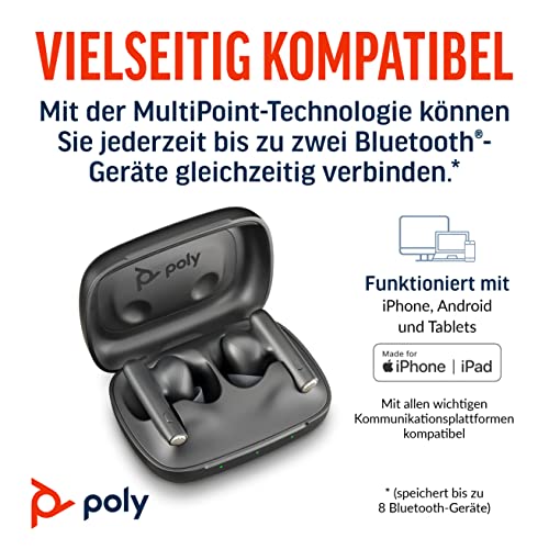 True-Wireless-In-Ear-Headset Poly Voyager Free 60 (Plantronics) – Mikrofone für klare Gespräche – Active Noise Cancelling (ANC) – Tragbares Ladecase – Kompatibel mit iPhone, Android Bild 6