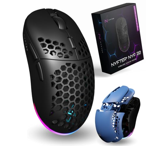 Nyfter - NYF22 Wireless Gaming Mouse Ultraleicht 75g leistungsstark mit 400mA 19K DPI, 400 IPS 1000 hz 50h Akkulaufzeit langlebig Zwei wechselbare Cases inkl. Bild 1