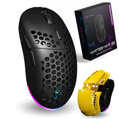 Nyfter - NYF22 Wireless Gaming Mouse Ultraleicht 75g leistungsstark mit 400mA 19K DPI, 400 IPS 1000 hz 50h Akkulaufzeit langlebig Zwei wechselbare Cases inkl. Bild 1