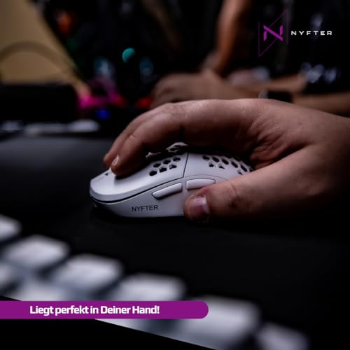 Nyfter - NYF22 Wireless Gaming Mouse Ultraleicht 75g leistungsstark mit 400mA 19K DPI, 400 IPS 1000 hz 50h Akkulaufzeit langlebig Zwei wechselbare Cases inkl. Bild 3