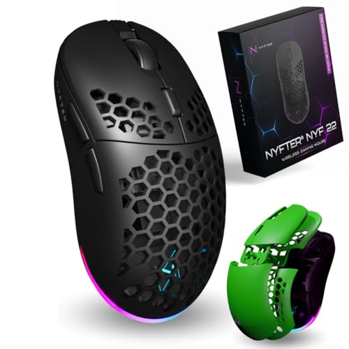 Nyfter - NYF22 Wireless Gaming Mouse Ultraleicht 75g leistungsstark mit 400mA 19K DPI, 400 IPS 1000 hz 50h Akkulaufzeit langlebig Zwei wechselbare Cases inkl. Bild 1