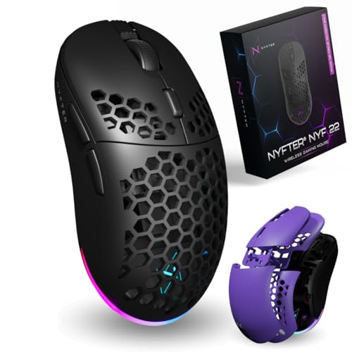 Nyfter - NYF22 Wireless Gaming Mouse Ultraleicht 75g leistungsstark mit 400mA 19K DPI, 400 IPS 1000 hz 50h Akkulaufzeit langlebig Zwei wechselbare Cases inkl. Bild 1