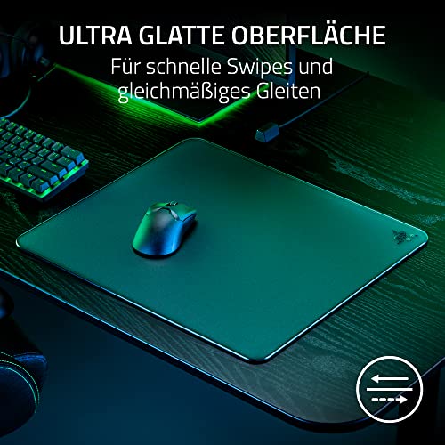 Razer Atlas - Glasmausmatte - Premium gehärtetes Glas-mauspad (Mikrogeätzte Ultra-Glatte Oberfläche, Schmutz- und kratzabweisend, Leisere Mausbewegungen, 450 x 400 x 5mm) Schwarz Bild 3
