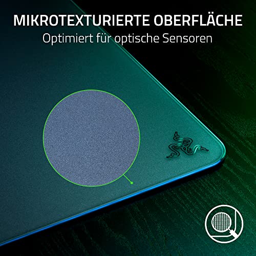Razer Atlas - Glasmausmatte - Premium gehärtetes Glas-mauspad (Mikrogeätzte Ultra-Glatte Oberfläche, Schmutz- und kratzabweisend, Leisere Mausbewegungen, 450 x 400 x 5mm) Schwarz Bild 4
