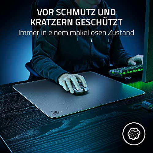 Razer Atlas - Glasmausmatte - Premium gehärtetes Glas-mauspad (Mikrogeätzte Ultra-Glatte Oberfläche, Schmutz- und kratzabweisend, Leisere Mausbewegungen, 450 x 400 x 5mm) Schwarz Bild 5