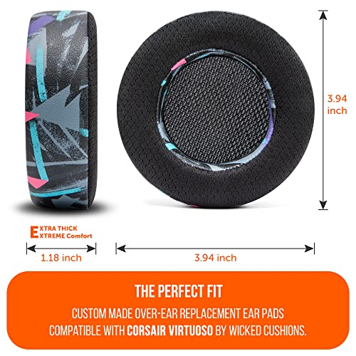 WC Freeze Virtuoso – Ersatz-Ohrpolster aus Hybridgewebe mit Kühlgel für das Corsair Virtuoso Gaming-Headset, hergestellt von Wicked Cushions, verbesserte Dicke und Schallisolierung | 90's Black Bild 5