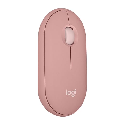 Logitech Pebble Mouse 2 M350s Schlanke Bluetooth-Maus, kabellos, tragbar, leicht, anpassbare Taste, leise Klicks, Easy-Switch für Windows, MacOS, iPadOS, Android, Chrome OS - Tonal Rose Bild 1