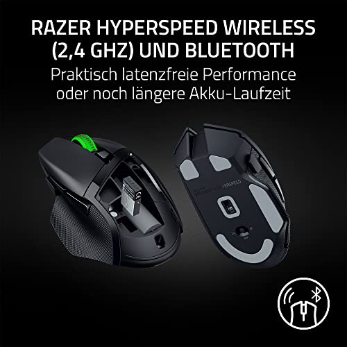 Razer Basilisk V3 X HyperSpeed - Kabellose Gaming-Maus (Ikonische Ergonomische Form mit 9 Anpassbaren Bedienelementen, HyperSpeed Wireless, 5G Advanced 18K Optical Sensor, Chroma RGB) Schwarz Bild 4