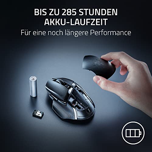 Razer Basilisk V3 X HyperSpeed - Kabellose Gaming-Maus (Ikonische Ergonomische Form mit 9 Anpassbaren Bedienelementen, HyperSpeed Wireless, 5G Advanced 18K Optical Sensor, Chroma RGB) Schwarz Bild 5