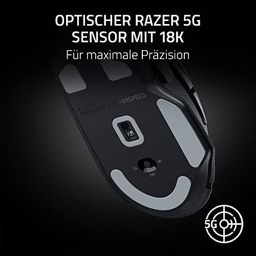 Razer Basilisk V3 X HyperSpeed - Kabellose Gaming-Maus (Ikonische Ergonomische Form mit 9 Anpassbaren Bedienelementen, HyperSpeed Wireless, 5G Advanced 18K Optical Sensor, Chroma RGB) Schwarz Bild 6