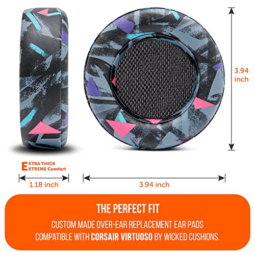 WC Verbesserte Ersatz-Ohrpolster für Corsair Virtuoso Gaming-Headset, hergestellt von Wicked Cushions | Verbesserte Haltbarkeit, Dicke, weicheres Leder und Schalldämmung |90s Black Bild 5