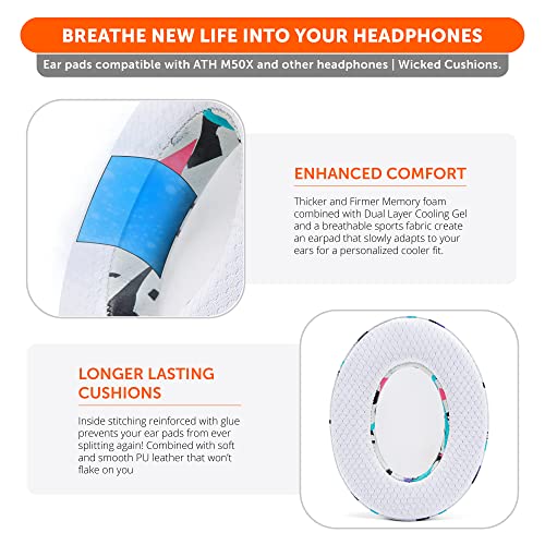 WC Freeze Hybrid Fabric Cooling Gel Ersatz-Ohrpolster – kompatibel mit HyperX Cloud, Steelseries Arctis, ATH M50X, Turtle Beach Stealth und mehr – bequem und länger kühl | 90s White Bild 3