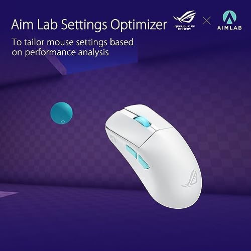 ASUS ROG Harpe Ace Aim Lab Edition White RGB Gaming Maus weiß (kabellos, 2,4 GHz RF, Bluetooth, USB, optischer ROG AimPoint-Sensor 36.000 DPI, ROG Micro Switches, fünf programmierbare Tasten) Bild 3