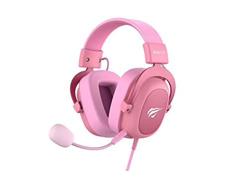 Havit H2002D GAMENOTE Gaming Headset mit Mikrofon - Gaming Kopfhörer mit Kabel - Hochmagnetische 50-mm Treiber für Surround-sound - Kompatibel mit PS4, Xbox, PC & Laptop - Pink Headset Bild 1
