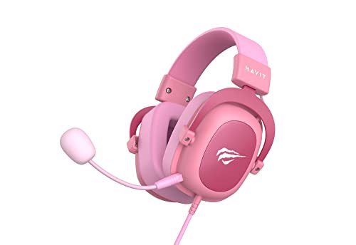 Havit H2002D GAMENOTE Gaming Headset mit Mikrofon - Gaming Kopfhörer mit Kabel - Hochmagnetische 50-mm Treiber für Surround-sound - Kompatibel mit PS4, Xbox, PC & Laptop - Pink Headset Bild 5