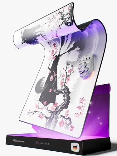 Nyfter - XXL Gaming Mauspad Sakura Weiß 900 x 500mm Premium Fuji Mousepad Size Groß vernähte Kanten langlebig mit high-end Glide und Anti-Rutsch Bild 1