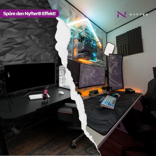 Nyfter - XXL Gaming Mauspad Sakura Weiß 900 x 500mm Premium Fuji Mousepad Size Groß vernähte Kanten langlebig mit high-end Glide und Anti-Rutsch Bild 5