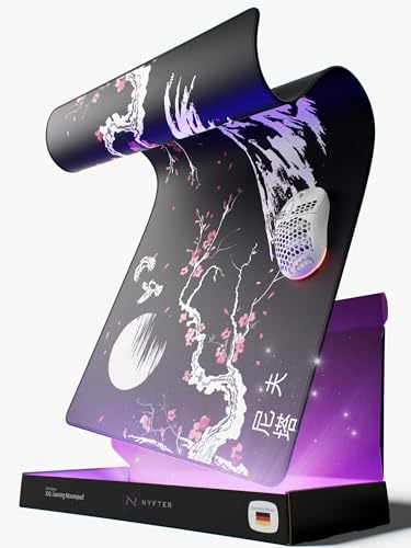 Nyfter - XXL Gaming Mauspad Sakura Weiß 900 x 500mm Premium Fuji Mousepad Size Groß vernähte Kanten langlebig mit high-end Glide und Anti-Rutsch Bild 1