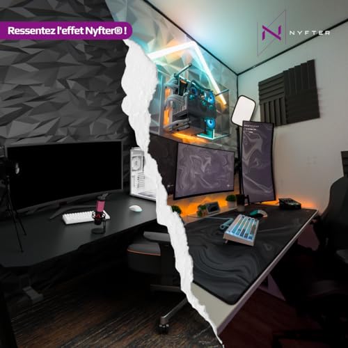 Nyfter - XXL Gaming Mauspad Sakura Weiß 900 x 500mm Premium Fuji Mousepad Size Groß vernähte Kanten langlebig mit high-end Glide und Anti-Rutsch Bild 5