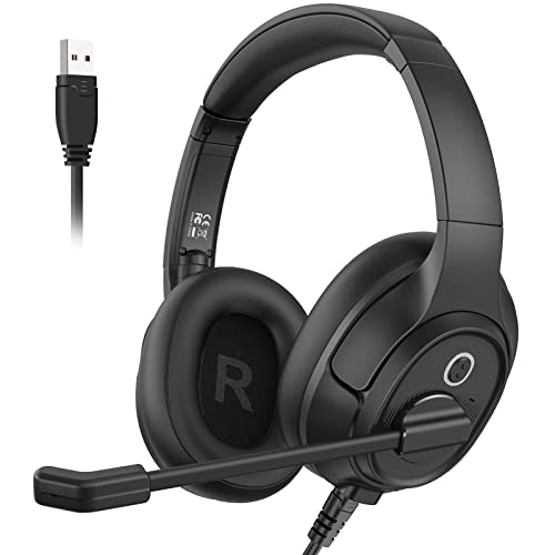 EKSA H2 USB Headset mit Mikrofon, Office PC Headset mit ENC Mic, Stummschalter & Lautstärkeregler, Over Ear PC Headset mit Kabel für Business/Callcenter/Büro/Zoom/Teams Bild 1