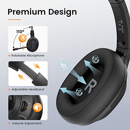 EKSA H2 USB Headset mit Mikrofon, Office PC Headset mit ENC Mic, Stummschalter & Lautstärkeregler, Over Ear PC Headset mit Kabel für Business/Callcenter/Büro/Zoom/Teams Bild 5