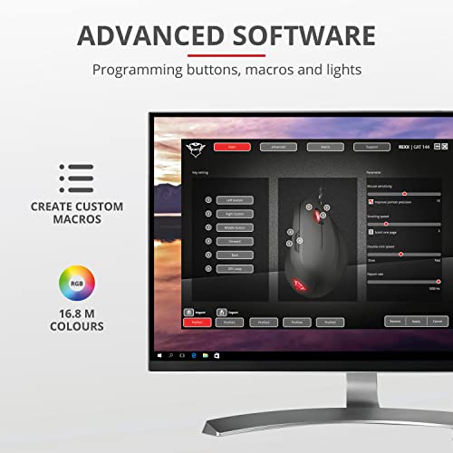 Trust Voxx Vertikale Kabellose Maus, Wiederaufladbare Ergonomische Funkmaus, Bluetooth und 2.4 GHz Verbindung, 9 Tasten, schwarz Gaming GXT 144 Rexx Vertikale Gaming Maus, Schwarz Bild 7