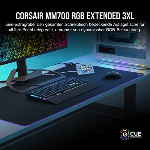 Corsair MM700 RGB Extended 3XL Gaming-Mauspad mit Stoffoberfläche - Schwarz & ST100 Premium Kopfhörer-Ständer (2X USB 3.1, Aluminium, 7.1 Dolby Audio Ausgang) schwarz Bild 3