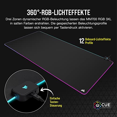 Corsair MM700 RGB Extended 3XL Gaming-Mauspad mit Stoffoberfläche - Schwarz & ST100 Premium Kopfhörer-Ständer (2X USB 3.1, Aluminium, 7.1 Dolby Audio Ausgang) schwarz Bild 4