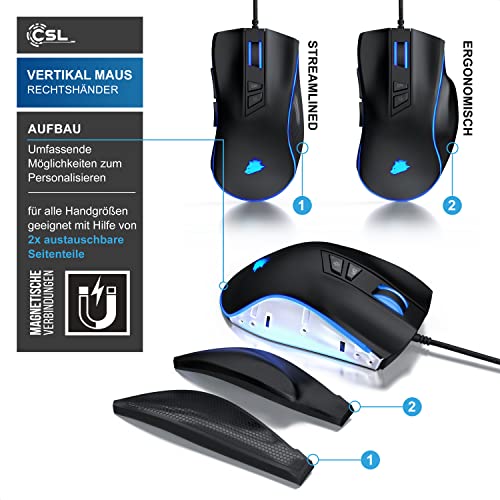 CSL-Computer TITANWOLF - Gaming Maus 12400 DPI mit RGB Beleuchtung, 8 programmierbare Tasten, Ergonomisches Design für ióptimalen Spielkomfort Bild 3