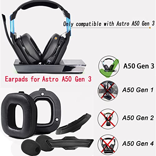 A50 Gen 3 Mod Kit - Ersatz Dickere Ohrpolster Stirnbänder & Schaumstoff für Astro Gaming A50 Wireless Headset Gen 3, Ohrpolster/Cups/Pads, Zubehör mit Magnetclips (Schwarz Proteinleder) Bild 5