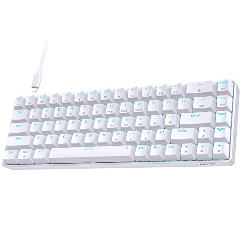 TMKB Mechanische Gaming Tastatur, T68se 60% Prozent Tastatur mit USB Kabel, Anti Ghosting QWERTY Layout Mini Blue Switches Keyboard für PC Windows/Mac OS, Weiß Bild 1