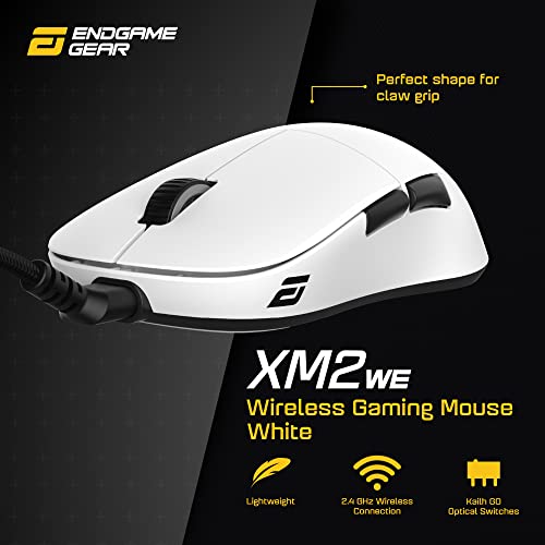 ENDGAME GEAR - XM2we Gaming Maus Kabellos - Wireless Gaming Maus für PC 2,4-GHz Band, 19.000 CPI - Weiß Bild 2