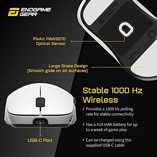 ENDGAME GEAR - XM2we Gaming Maus Kabellos - Wireless Gaming Maus für PC 2,4-GHz Band, 19.000 CPI - Weiß Bild 4