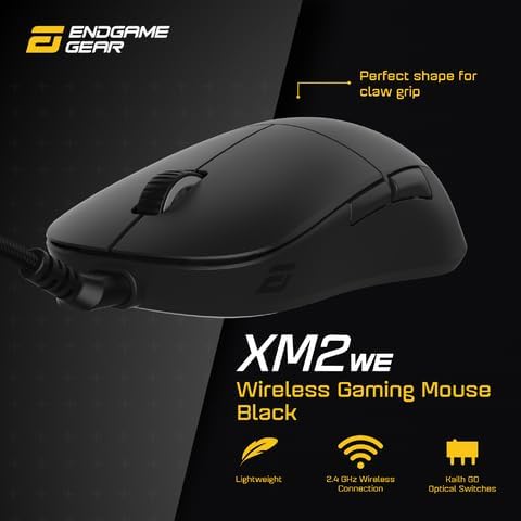 ENDGAME GEAR - XM2we Gaming Maus Kabellos - Wireless Gaming Maus für PC 2,4-GHz Band, 19.000 CPI - Schwarz Bild 2
