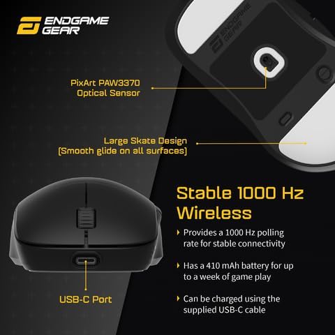 ENDGAME GEAR - XM2we Gaming Maus Kabellos - Wireless Gaming Maus für PC 2,4-GHz Band, 19.000 CPI - Schwarz Bild 4