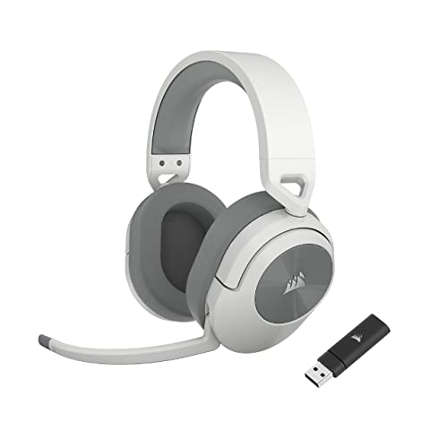 Corsair HS55 Wireless Gaming-Headset - Geringer Latenz 2,4-GHz-Wireless- oder Bluetooth, Dolby® Audio 7.1-Surround-Sound, Leichtgewicht, Omnidirektionales Mikrofon, Zugängliche Tasten - Weiß Bild 1