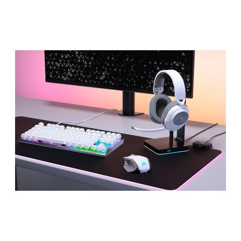 Corsair HS55 Wireless Gaming-Headset - Geringer Latenz 2,4-GHz-Wireless- oder Bluetooth, Dolby® Audio 7.1-Surround-Sound, Leichtgewicht, Omnidirektionales Mikrofon, Zugängliche Tasten - Weiß Bild 2