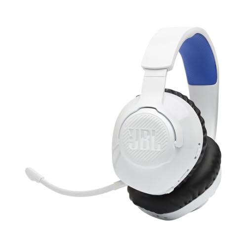 JBL Quantum 360P - Kabelloses Over-Ear-Konsolen-Gaming-Headset mit abnehmbarem Boom-Mikrofon, bis zu 22 Stunden Akkulaufzeit, Memory-Schaum-Komfort, kompatibel mit PlayStation 5 3D Audio (Weiß) Bild 1