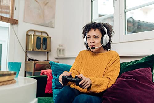 JBL Quantum 360P - Kabelloses Over-Ear-Konsolen-Gaming-Headset mit abnehmbarem Boom-Mikrofon, bis zu 22 Stunden Akkulaufzeit, Memory-Schaum-Komfort, kompatibel mit PlayStation 5 3D Audio (Weiß) Bild 2
