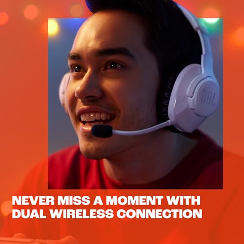 JBL Quantum 360P - Kabelloses Over-Ear-Konsolen-Gaming-Headset mit abnehmbarem Boom-Mikrofon, bis zu 22 Stunden Akkulaufzeit, Memory-Schaum-Komfort, kompatibel mit PlayStation 5 3D Audio (Weiß) Bild 3