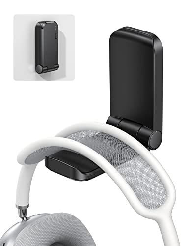 Lamicall Headset Halterung, Kopfhörer Ständer - Magnetische Faltbar Kopfhörerhalter, Universal Selbstklebend Kopfhörer Haken für Over Ear Kopfhörer, Gaming Headset Zubehör - Schwarz Bild 1