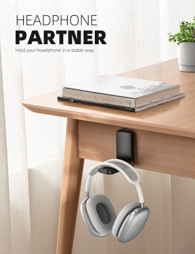 Lamicall Headset Halterung, Kopfhörer Ständer - Magnetische Faltbar Kopfhörerhalter, Universal Selbstklebend Kopfhörer Haken für Over Ear Kopfhörer, Gaming Headset Zubehör - Schwarz Bild 2