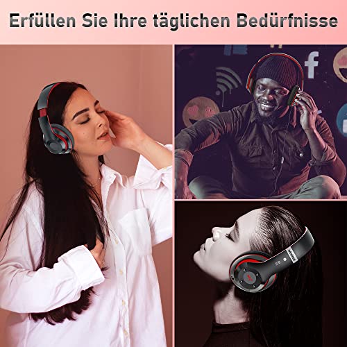 Kabellose Kopfhörer mit 6 EQ Modi, Kopfhörer Over Ear, 65 Std Kopfhörer Kabellos Bluetooth Over Ear mit Eingebautem HD-Mikrofon, FM, SD/TF für Outdoor, Transport, Reisen, Studium Bild 6