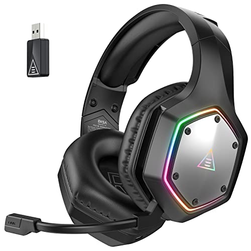 EKSA Wireless Gaming Headset für PS4 PS5 PC, 2.4G USB Headset mit Mikrofon 7.1 Surround Sound, ENC & RGB Licht, Gaming Kopfhörer Kabellos, 36 Stunden Akkulaufzeit 3,5mm Klinke Bild 1