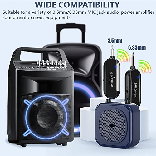 Wireless Mikrofon Headset, 2.4G Kabelloses Mikrofon funkmikrofon headset mit 50M Reichweite, Wiederaufladbares Drahtloses Mikrofon Kopfbügelmikrofon für Lautsprecher, Reiseleiter, Fitness Tanzlehrer Bild 6