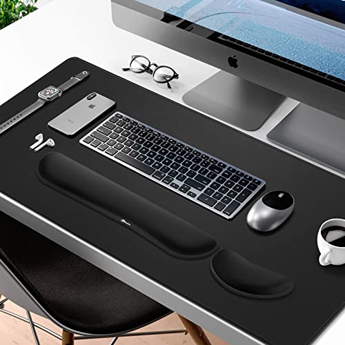 Gimars 3-in-1 XXL Gaming Mauspad mit Gelkissen, Ergonomisches Handballenauflage Tastatur, 800 x 305 mm Mousepad Tischunterlage, Gaming Zubehör Wrist Rest für PC, MacBook, Laptop, Schwarz Bild 3