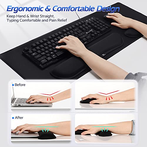 Gimars 3-in-1 XXL Gaming Mauspad mit Gelkissen, Ergonomisches Handballenauflage Tastatur, 800 x 305 mm Mousepad Tischunterlage, Gaming Zubehör Wrist Rest für PC, MacBook, Laptop, Schwarz Bild 4